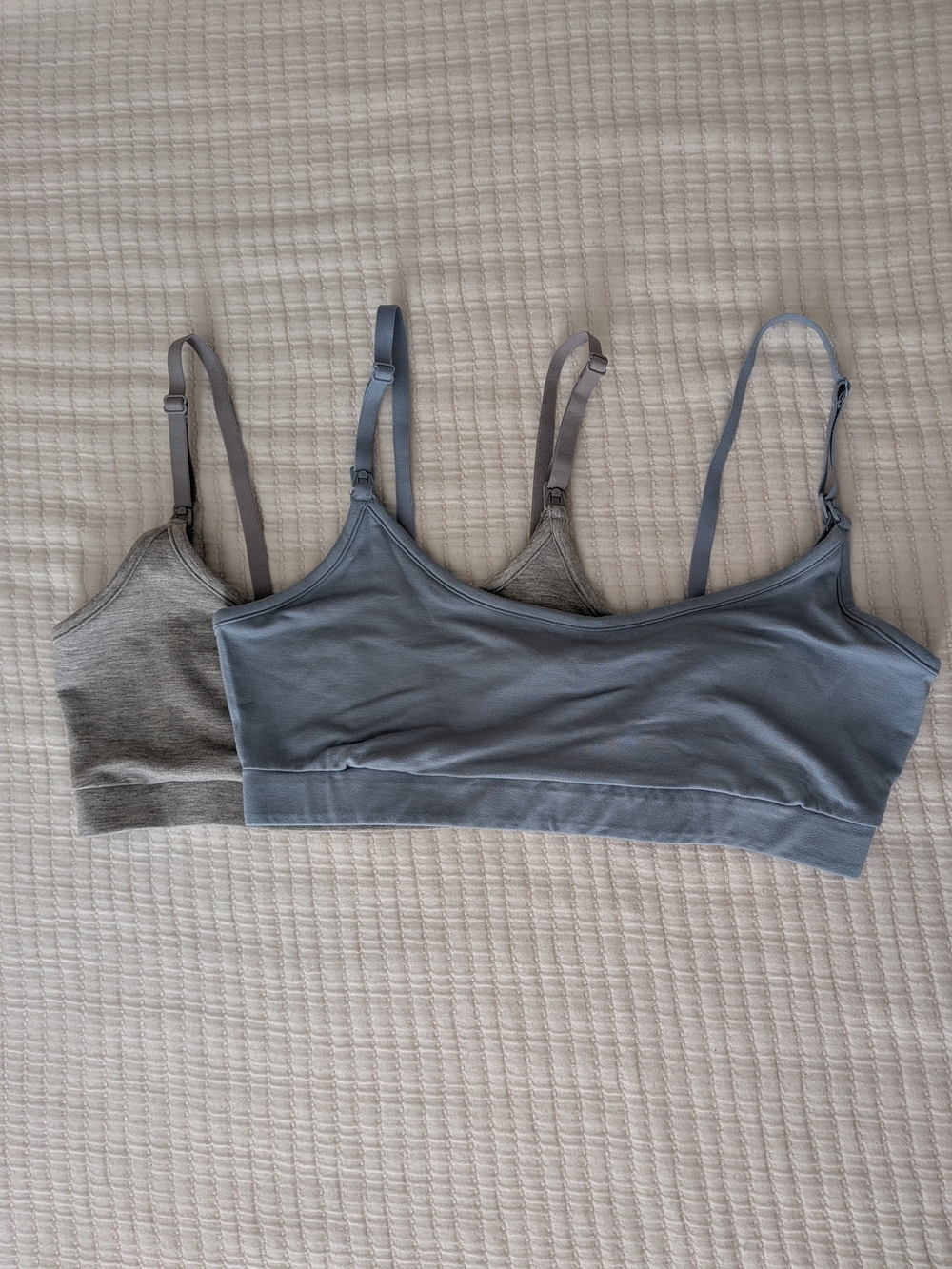 Kindred Bravely French Terry Bralette Vintage Blue And Grey Size Small